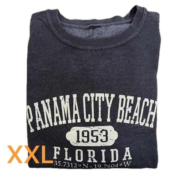 【古着】プリント スウェット トレーナー メンズ グレー XXLサイズ PANAMA CITY BEACH