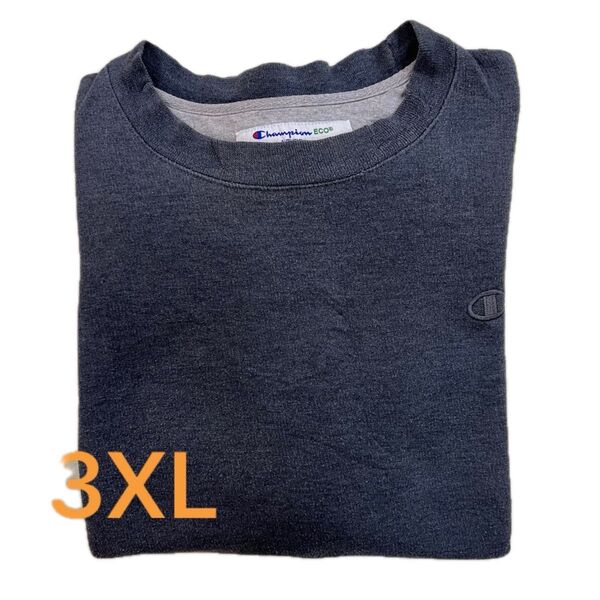 【古着】チャンピオン Champion メンズ トレーナー スウェット グレー シンプル ロゴ 3XL 大きいサイズ