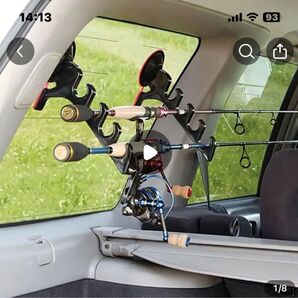 2個セット 車用釣り竿ブラケット、ブラック ロッドホルダー 吸盤式 4フック