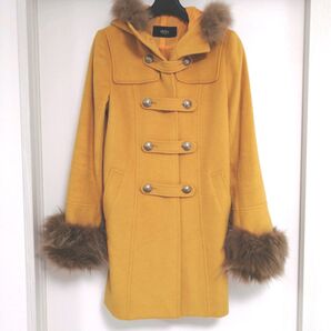 ロングコート フォックスファー アンゴラ 山吹色 やまぶき色 黄色 軽量