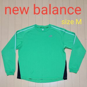 new balance ニューバランス ランニングウェア ロンT Mサイズ グリーン×ブラック