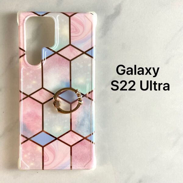 Galaxy S22 Ultra ケース リング付 SC-52B 薄型 スタンド 可愛い 柔らかい TPU素材 ストラップホール付