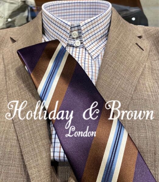 【新品】Holliday & Brown/ホリデー&ブラウン/レジメンタルタイ/パープル/ブラウン/ライトブルー