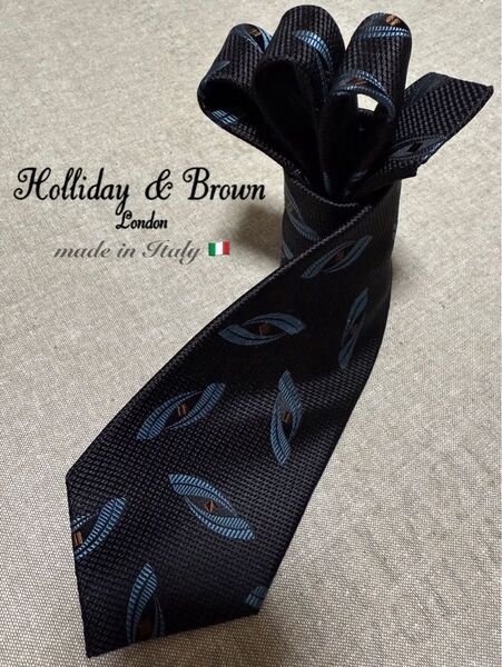 【新品】Holliday & Brown/ホリデー&ブラウン/モチーフタイ/ブラック×ライトブルー