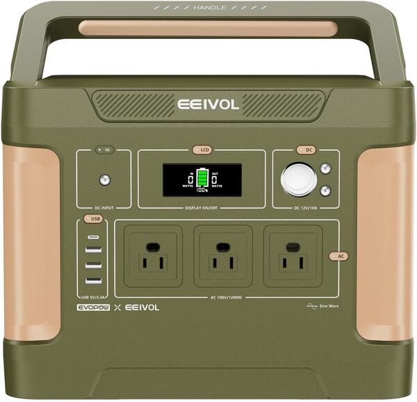新品未使用 EVOPOW×EEIVOL ポータブル電源 リン酸鉄リチウム 1531Wh とソーラーパネル100W (中古品)