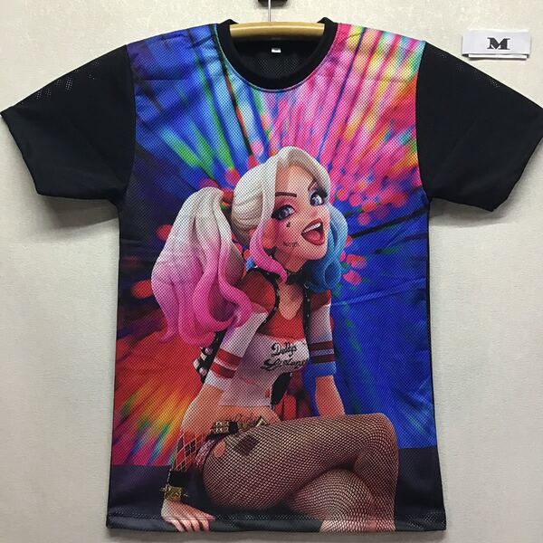 新品 スーサイドスクワッド ハーレイクイン メッシュTシャツ M 管MH66