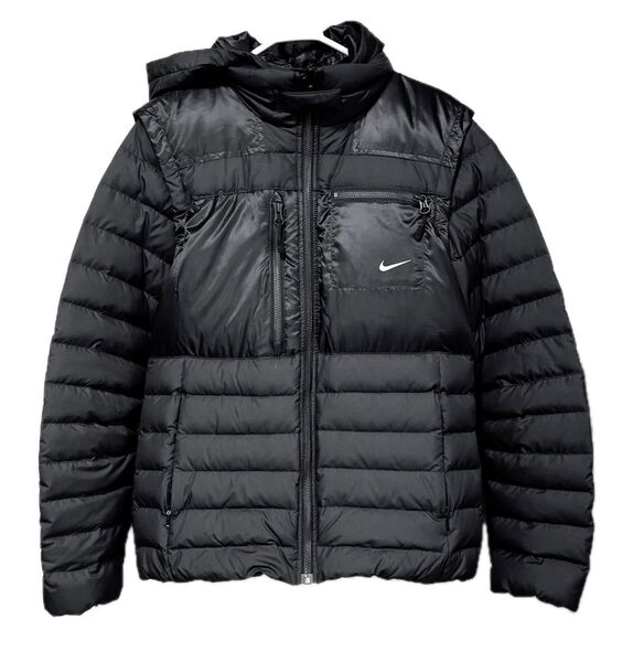 ナイキ NIKE ダウンジャケット レディースL ブラック フード取り外し可能 試着のみ タグなし未使用保管品