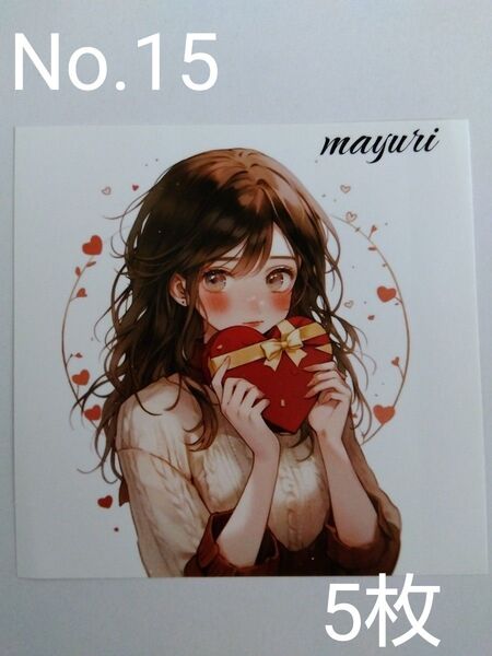 ステッカー 女の子 5枚 コラージュ素材 No.15