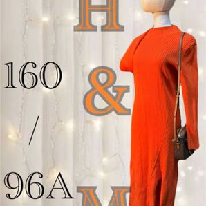 H&M オレンジ リブニットワンピース ワンピース 洋服