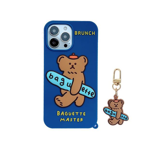ブランチブラザー iPhone14 iPhone13 iPhoneSE iPhone8 ケース 4サイズ展開 チャーム付き BRUNCH BROTHER クマ ネイビー