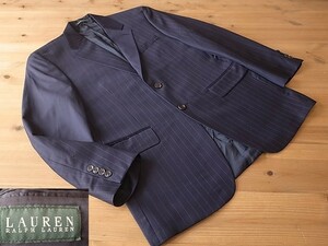  прекрасный товар Canada производства RALPH LAUREN Ralph Lauren 2. всесезонный темно-синий полоса tailored jacket блейзер America б/у одежда 40R L соответствует 