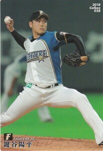 カルビー 2018プロ野球チップス第1弾 028 鍵谷陽平(日本ハム) レギュラーカード