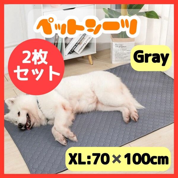 XL【2枚セット】ペットシーツ グレー 防水 洗える トイレシート 吸水 ペットシーツ 2枚セット グレー