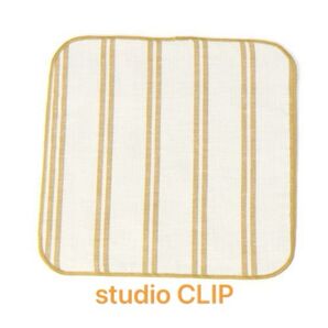 studio CLIP 柄アソートタオルハンカチ ストライプ/ベージュ 商品シール付き未使用品