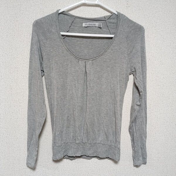 ZARA COLLECTION☆裾シャーリンググレーカットソー トップス クルーネック