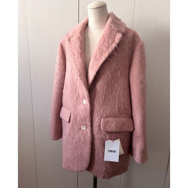furfur シャギージャケットコート ファーファー ピンク チェスターコート