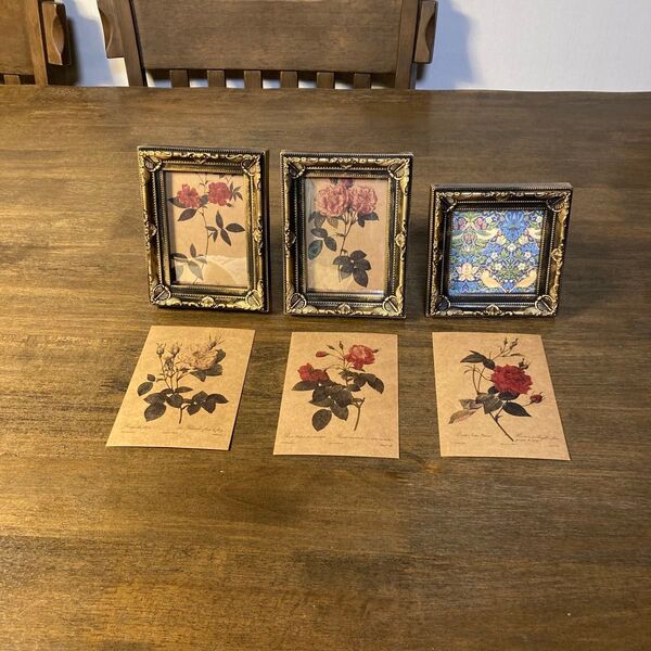 薔薇のイラスト入りフォトフレームセット
