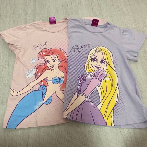 Disney ディズニー 女の子 ガールズ キッズ プリンセス 半袖Tシャツ 2枚セット 130㎝