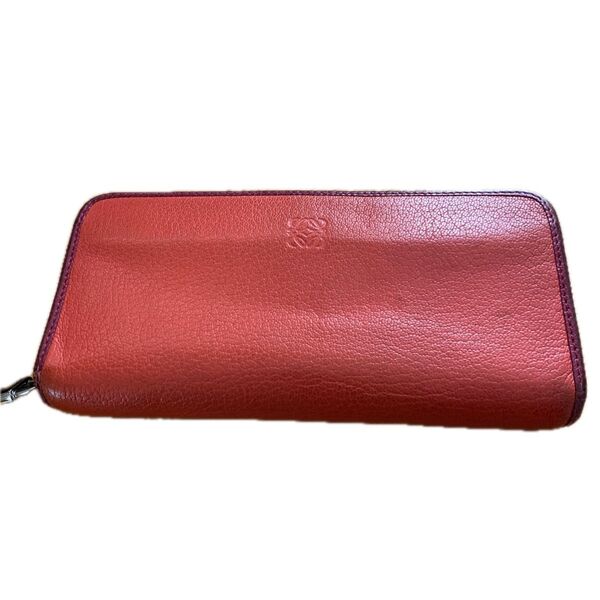 LOEWE 長財布 正規品 朱赤 レッド ロエベ 財布 レザー ロングウォレット 小銭入れ