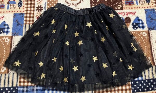ブラック スカート 120cm 星 チュール