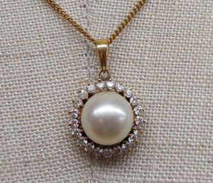 k18 pendant top * pearl pearl diamond 0.28 2.3g Sapporo 