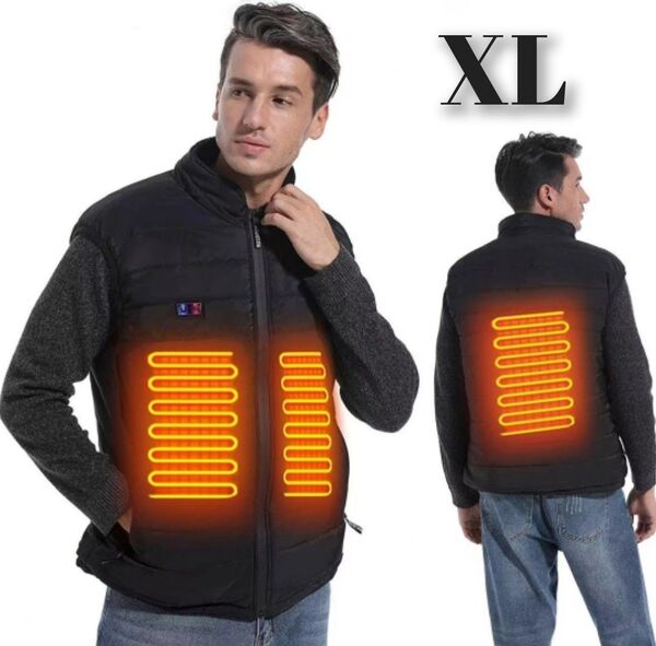 加熱ベスト 首まで温かい電熱ベスト XL ベストのみ ヒーター 電熱ベスト ヒーターベスト グレー