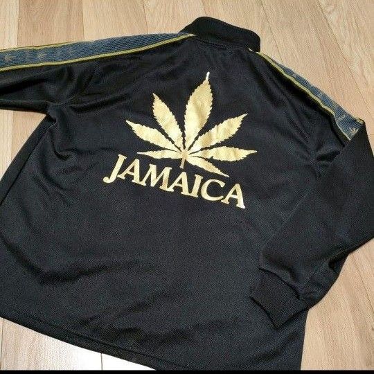 JAMAICA メンズ トラックジャケット ゴールドリーフ ラスタス 黒