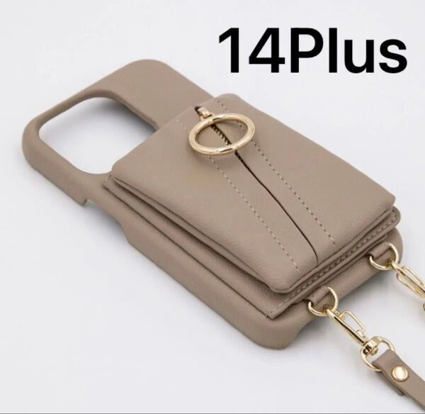MAELYS LOUNA マエリスルーナ 14 plus ベージュ ケース BEIGE iPhone スマホ ショルダー リング