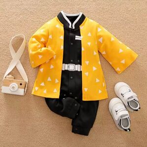 80センチ ロンパース 我妻善逸風 子供服 ベビー服 コスプレ