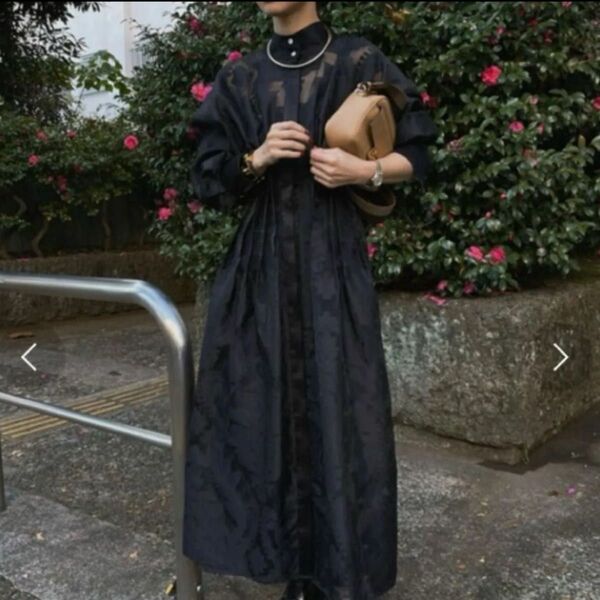 AMERI シアージャガードタックドレス