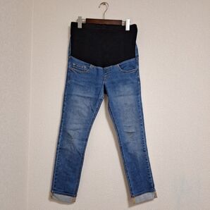 マタニティ スキニーパンツ デニムブルー デニムパンツ