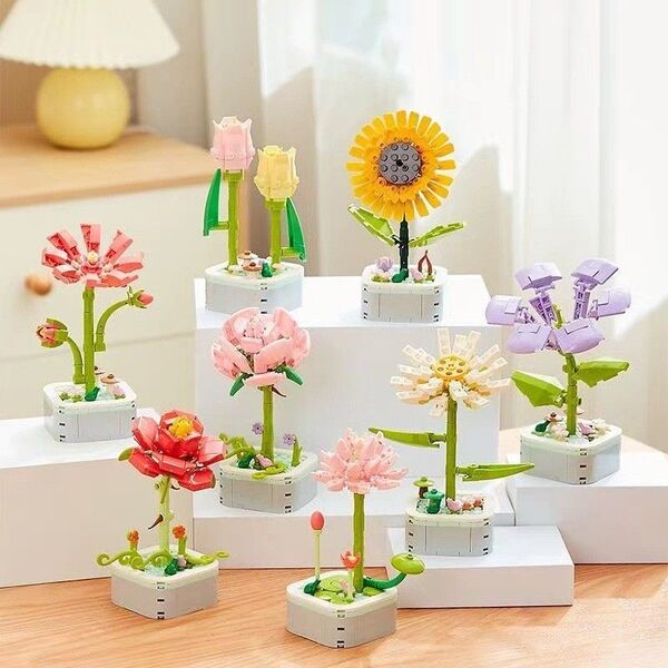 遊べる・飾られるレゴフラワー 花 バラ ローズ クチナシ ひまわり ガーデン 置物 インテリア雑貨 ディスプレイ