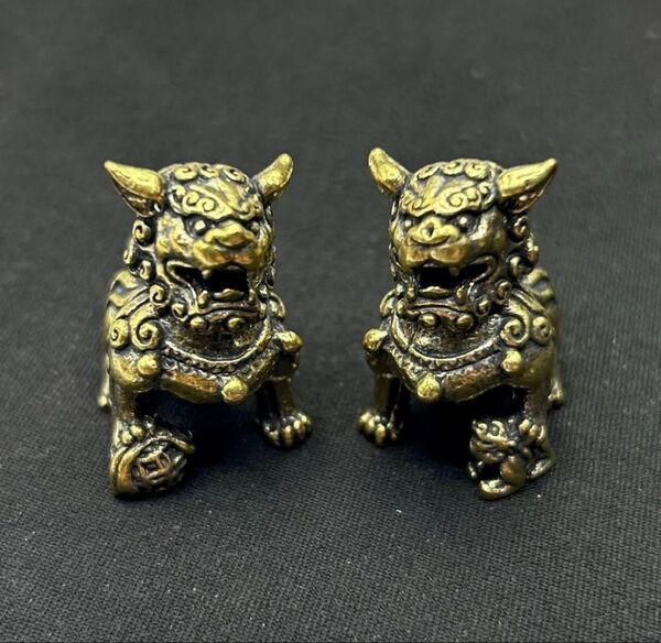 シーサー 黄銅 獅子 ライオン 豸魔除け 風水 置物 セット 真鍮 ペア 人気