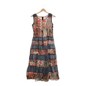 Ci MODA ワンピース ひざ丈 袖なし フレア レディース 総柄 1 絹