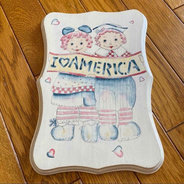 ハンドメイド 木製 I AMERICA トールペイント アン&アンディ