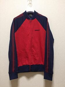 80's ヨーロッパヴィンテージ adidas アディダスジャージ VENTEX トラックジャケット ジャージ 紺×赤