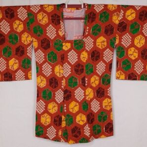 しつけ付き 美品 正絹 亀甲 変わり亀甲 絞り レンガ色 道行コート 正絹