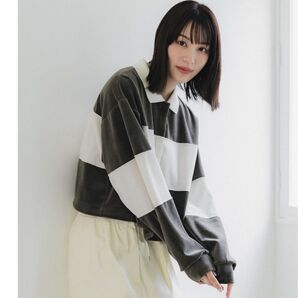 publictokyo ボーダーベロアトップス