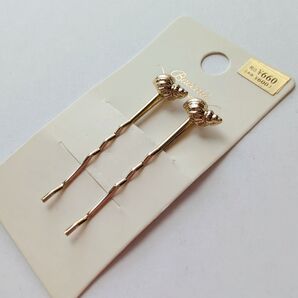 貝殻 ヘアピン ゴールド