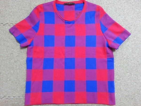 ルイヴィトンダミエマサイチェックニットM LOUIS VUITTON 半袖 カットソー コットン ビトン Tシャツ
