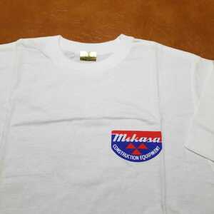 Mikasa CONSTRUCTION EQUIPMENT three . industry mikasa Logo print entering T-shirt white free size not yet have on goods Vintage Tee