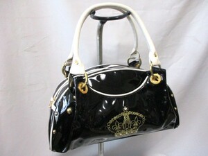 STEELA STEELO　合皮エナメル◇ハンドバッグ　BK　W38cm