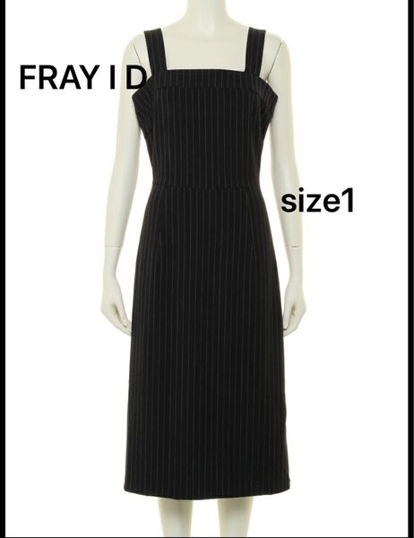 FRAY I.D ストライプサロペットワンピース FRAY I.D ワンピース・ドレス ドレス ネイビー