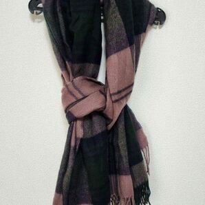 お得☆大判 マフラー ダークピンク系 美品♪