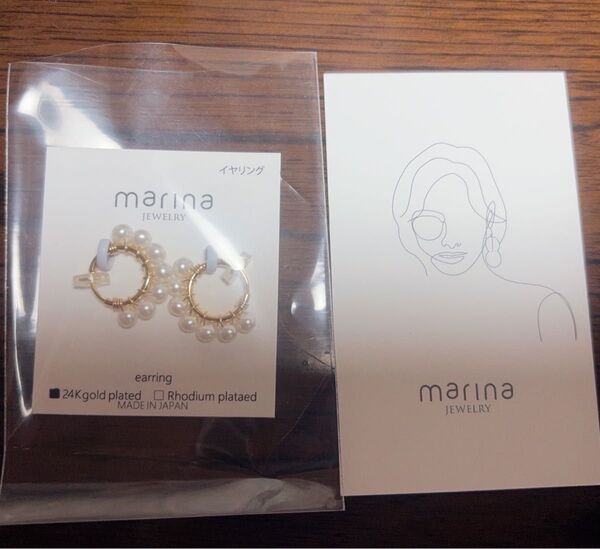 marina jewelry イヤリング 淡水パール 24K gold plated