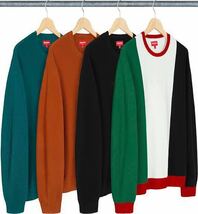 送料無料 M 白 Supreme Pique Crewneck white gucci color シュプリーム ピケ クルーネック セーター マルチカラー グッチカラー 新品 18aw_画像3