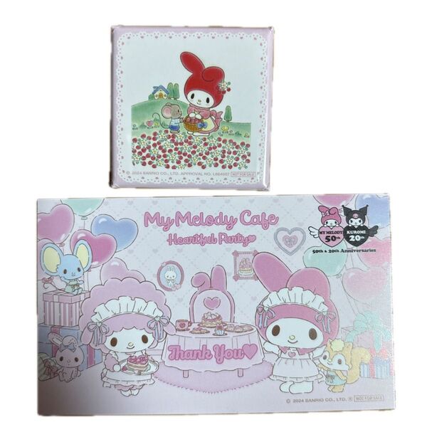 マイメロカフェ予約特典スクエア缶バッジ入場特典カードマイメロディートレカノベルティ