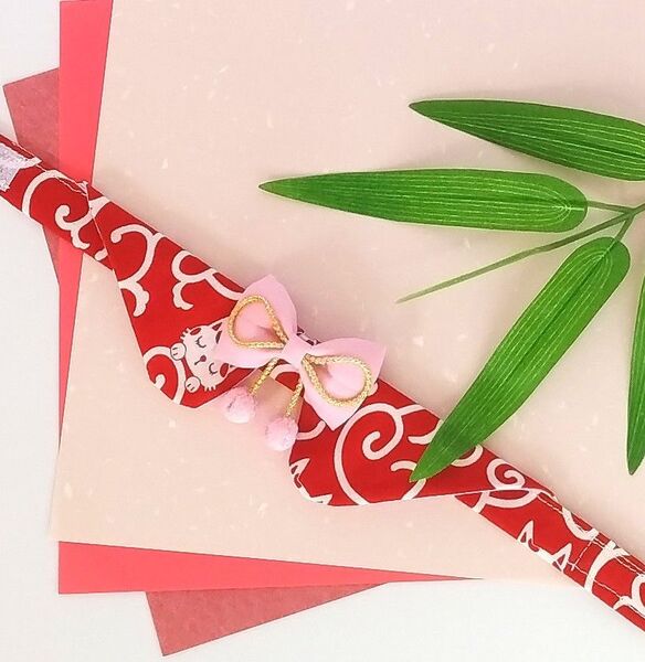 【89】ハンドメイド/首輪 いたずら心くすぐる赤い唐草模様のペット首輪