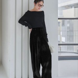 神戸レタス 今期人気ベロアカーブパンツ 未使用品 カーブボトム コクーンパンツ コクーン バレルレッグ フルレングス