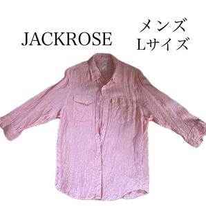 JACKROSE ジャックローズ シャツ L 麻 7分袖 ピンク 春夏
